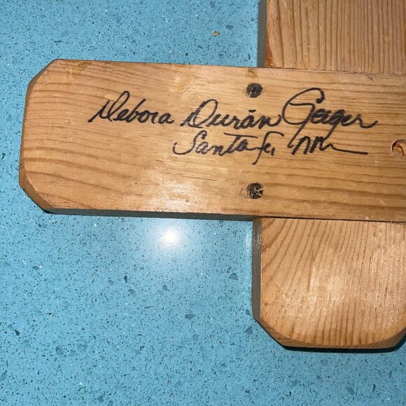 Debora Duran Geiger Cross Wall Art Handmade Signed Tile Wood Collectible Mexico - Picture 4 of 5
